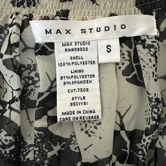 Max Studio Small Women's Black and Tan Midi Dress 3/4 Bell Sleeves Boho Relaxed - Picture 14 of 15